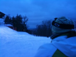 02/10/10 - Kari sizing up the ski hill