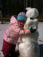 04/09/10 - Kaitlyn Hugging her Snowman
