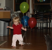 On the move with balloons in tow
