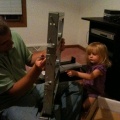Kaitlyn and Daddy Working on a Project