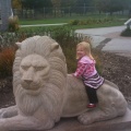 Kaitlyn on a Lion at Green Bay Zoo