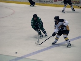 Trying to steal the puck