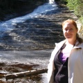 Kari at the bottom of the falls