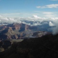Blue sky and low clouds over the Grand Canyon