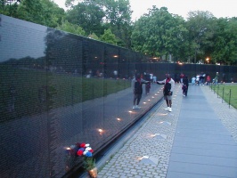 Looking down the Vietnam Veteran's Memorial Wall