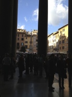 Looking out to the piazza