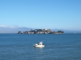 Alcatraz and a foggy bay
