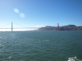 Sun starting to hit the Golden Gate Bridge
