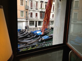 Gondolas parked outside a room