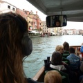 Kari listening to audio tour on Grand Canal