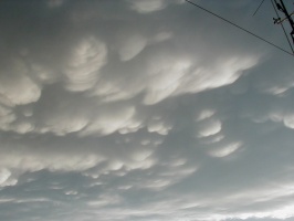 Mammatus clouds above of the airport.