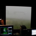Visibility down to a couple hundred feet as storm passes over.  Note the storm on the computer screen.