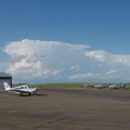 Large thunderstorm with overshooting top north of Bowman, ND airport.